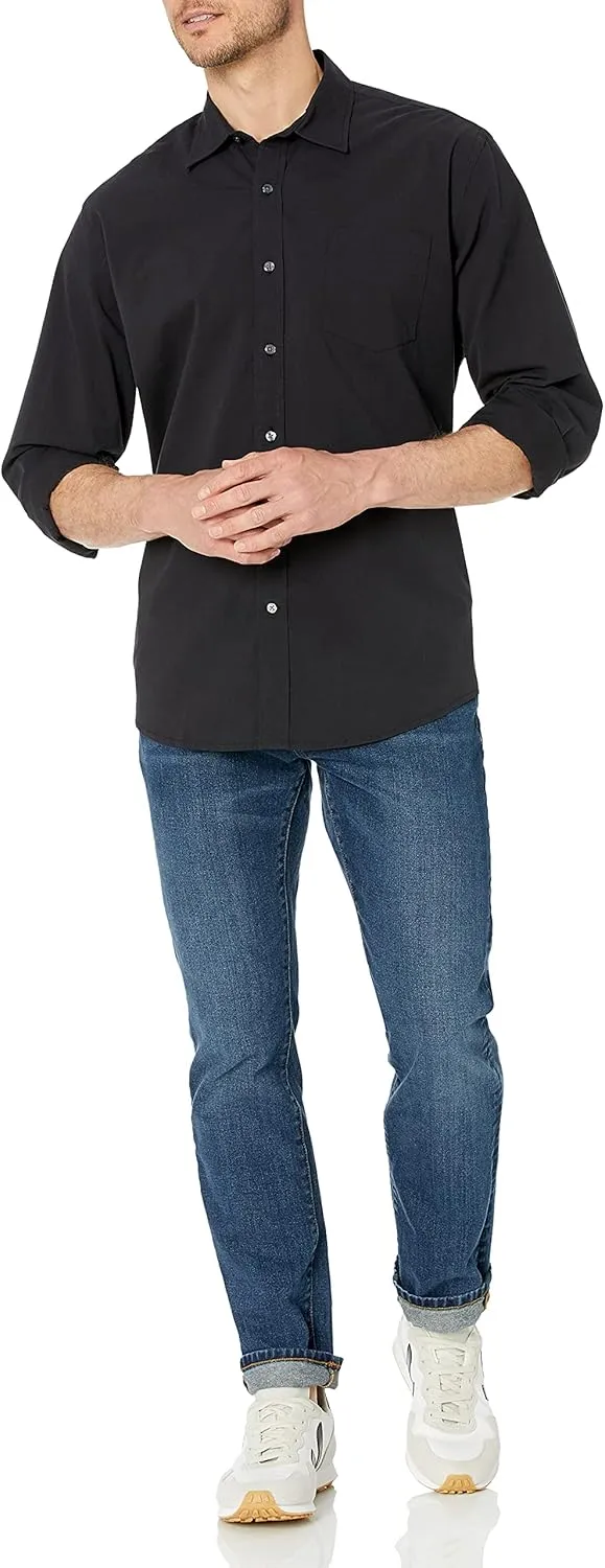 Amazon Essentials Men's Regular-Fit Long-Sleeve Casual Poplin Shirt
