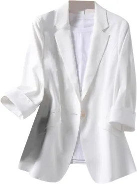 Blazers for Women Business Casual Summer Blazers Lightweight Suit Jackets 3/4 Sleeve Work Jacket Trendy Office Blazer