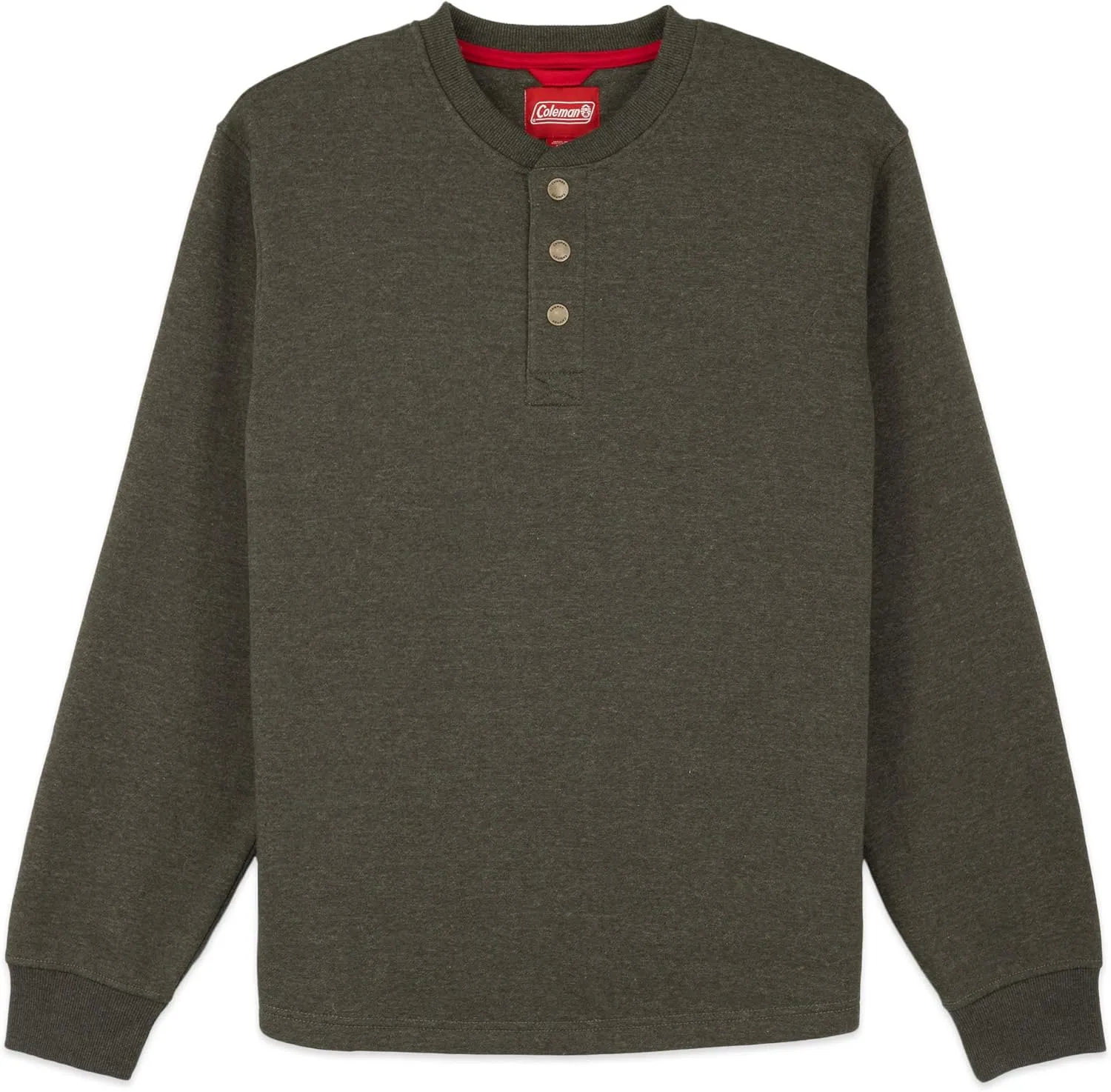 Coleman Men's Long Sleeve Henley Fleece Sweatshirt - 3-Button Placket - Comfortable Cotton Blend for All Seasons