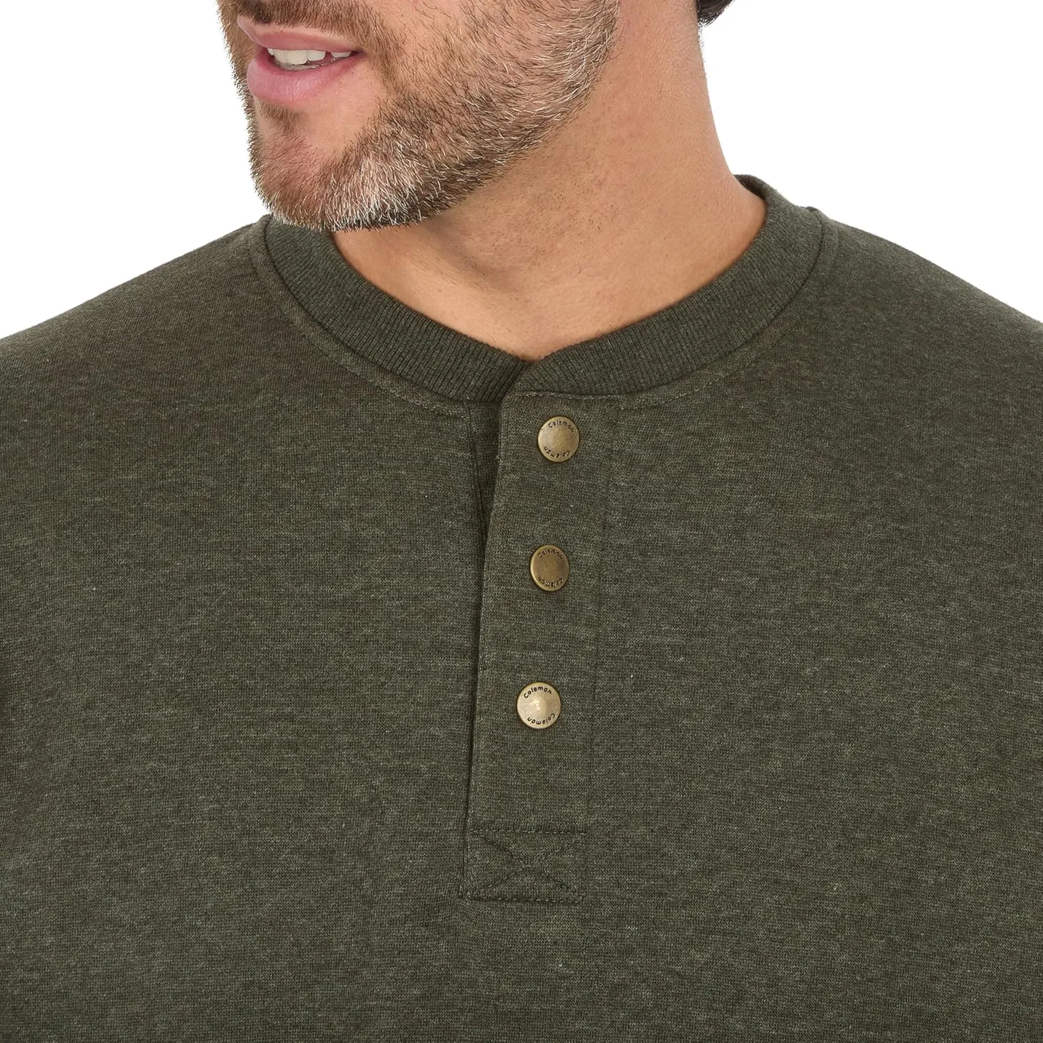 Coleman Men's Long Sleeve Henley Fleece Sweatshirt - 3-Button Placket - Comfortable Cotton Blend for All Seasons