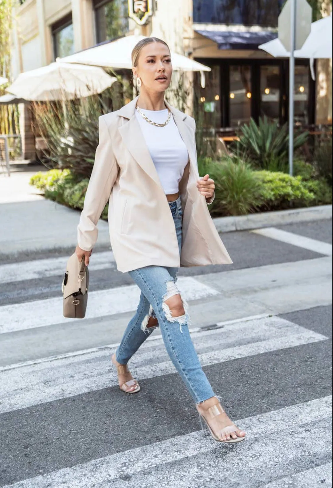 Cream Double Breasted Blazer