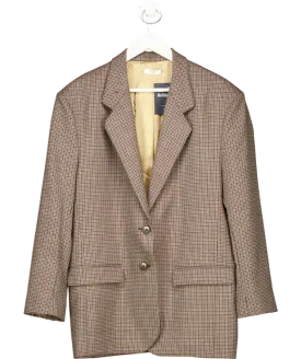 Glumur Brown Extra Oversized Gatsby Plaid Blazer UK XS/S