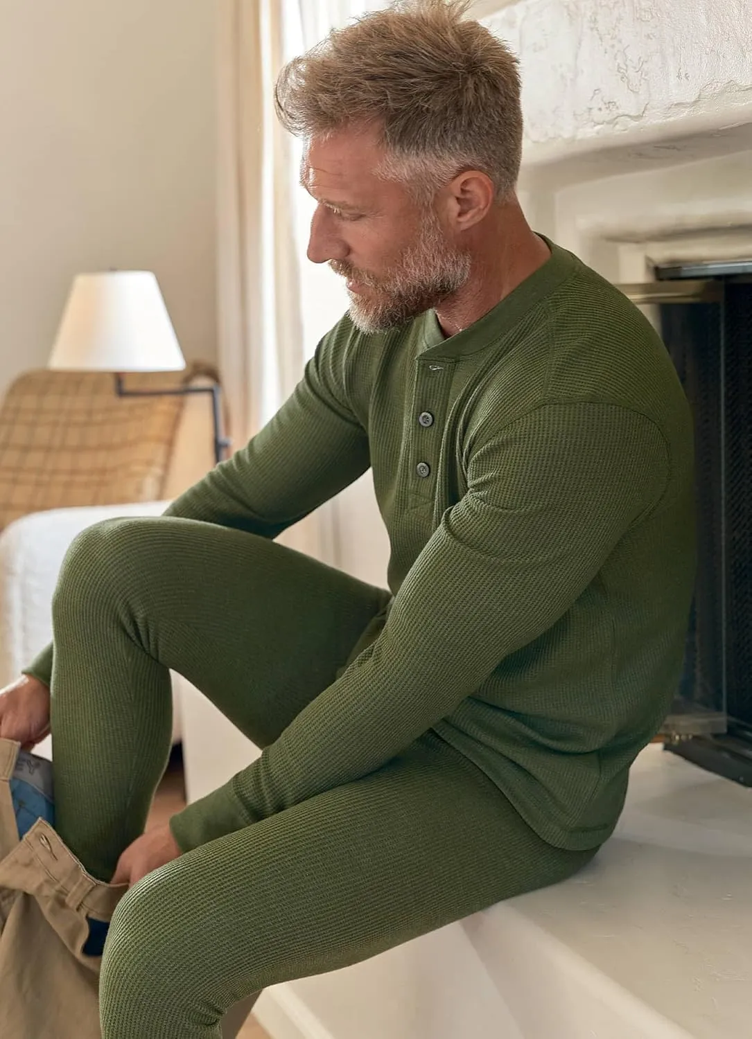 Jockey Men's Baselayer Long Sleeve Waffle Henley
