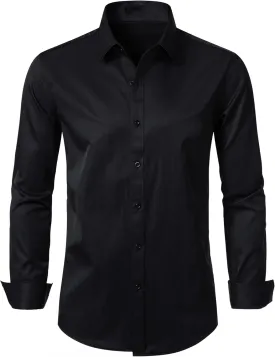 LOCALMODE Mens Stretch Slim Fit Dress Shirts Lightweight Soft Long Sleeve Casual Button Down Shirts