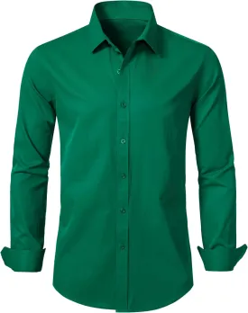 LOCALMODE Mens Stretch Slim Fit Dress Shirts Lightweight Soft Long Sleeve Casual Button Down Shirts