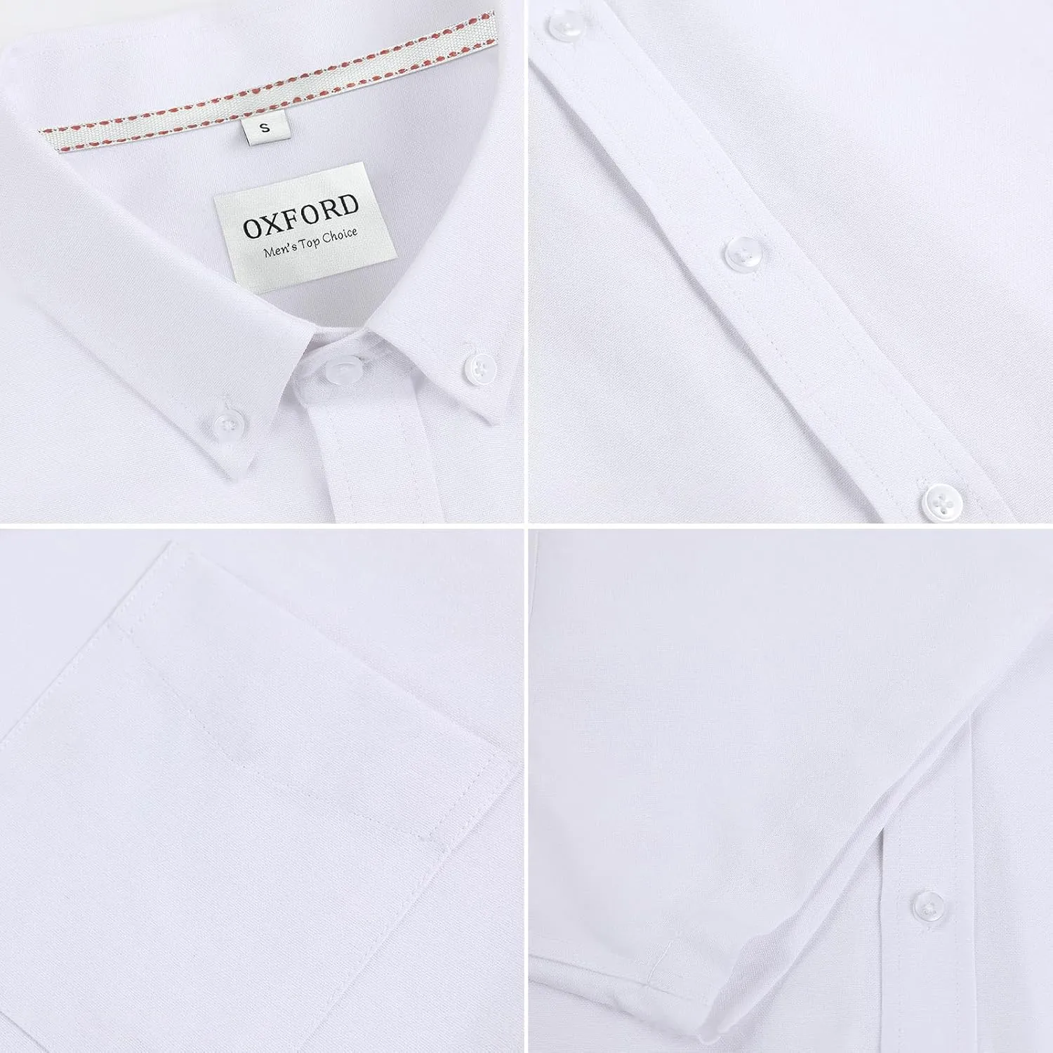 Men's Cotton Oxford Shirt Short Sleeve Button Down Business Casual with Chest Pocket for Gifts