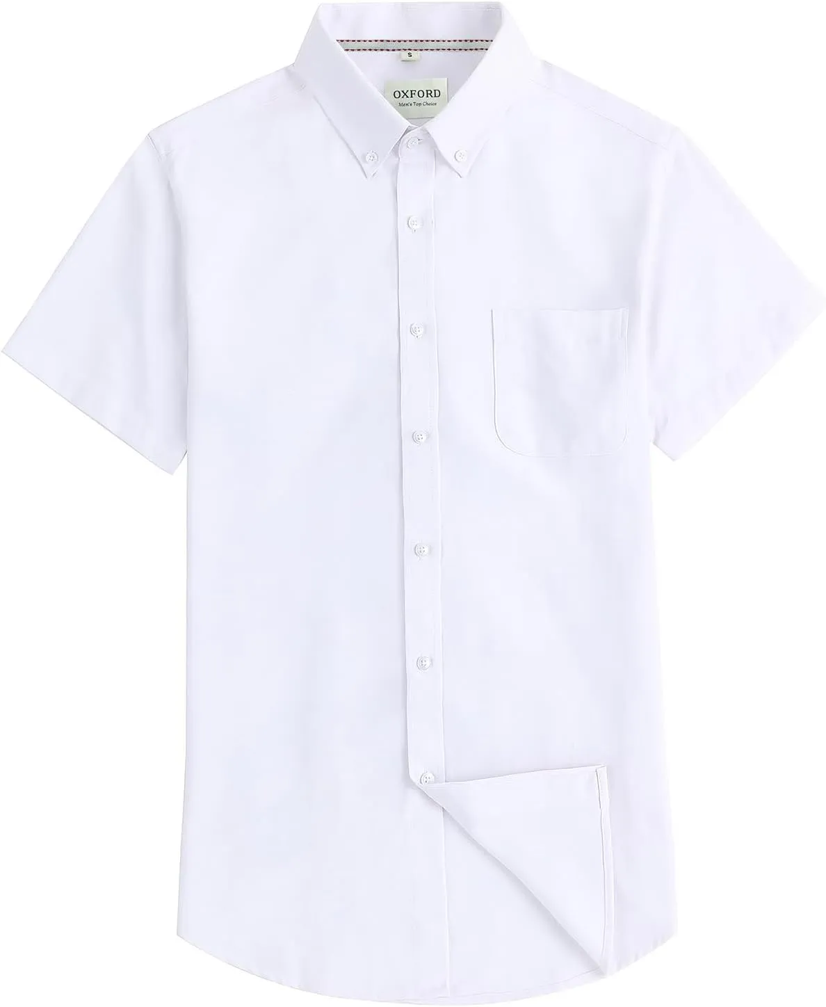 Men's Cotton Oxford Shirt Short Sleeve Button Down Business Casual with Chest Pocket for Gifts