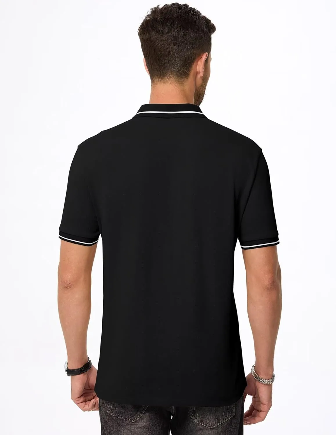 Men's Polo Shirts Classic Fit Button Up Short Sleeve Basic Cotton Tees Golf Work Tops