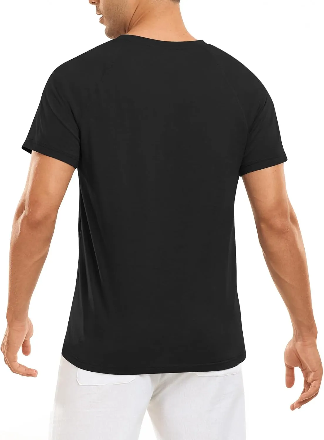 Men's Summer Polo Shirts Short Sleeve Cotton Casual Henley T-Shirts Button Raglan Sleeve Tees