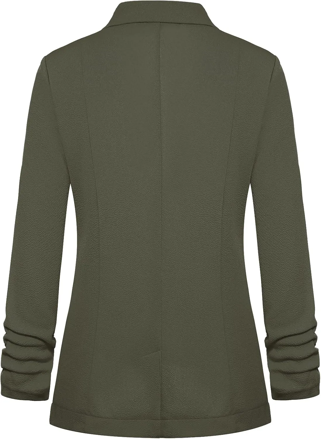 MINTLIMIT Women's Casual Blazer 3/4 Ruched Sleeve Open Front Button Work Office Blazer Jackets with Pockets