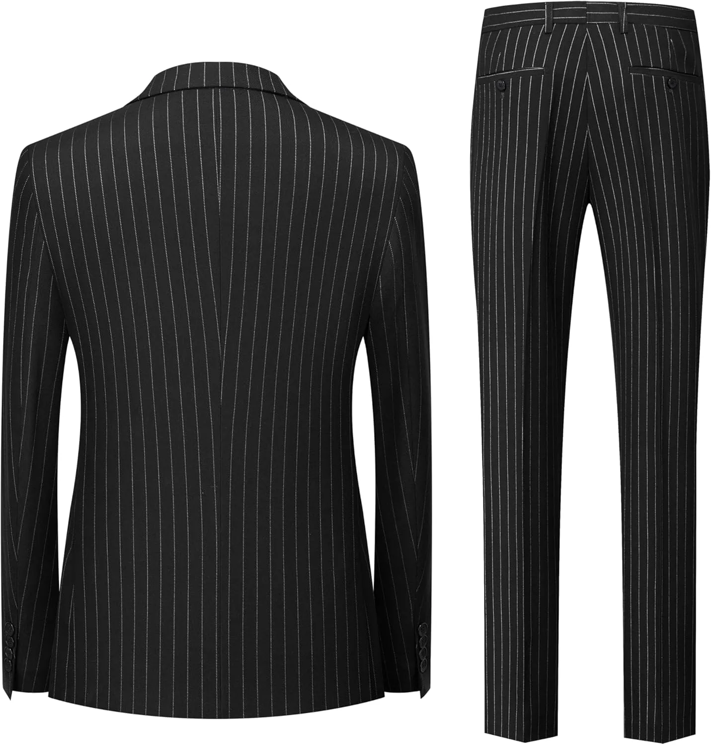 MOGU Mens Double Breasted Pinstripe Suit 2 Piece Slim Fit Tuxedo Formal Jacket and Pants for Business Wedding Prom