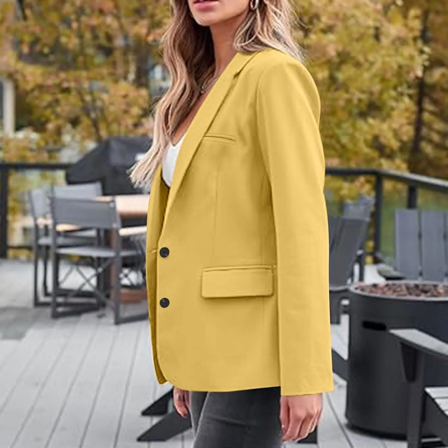 SEAOPEN Women's Business Casual Long Sleeve Blazer Open Front Lapel Jacket Suit Work Office Blazer with Pocket