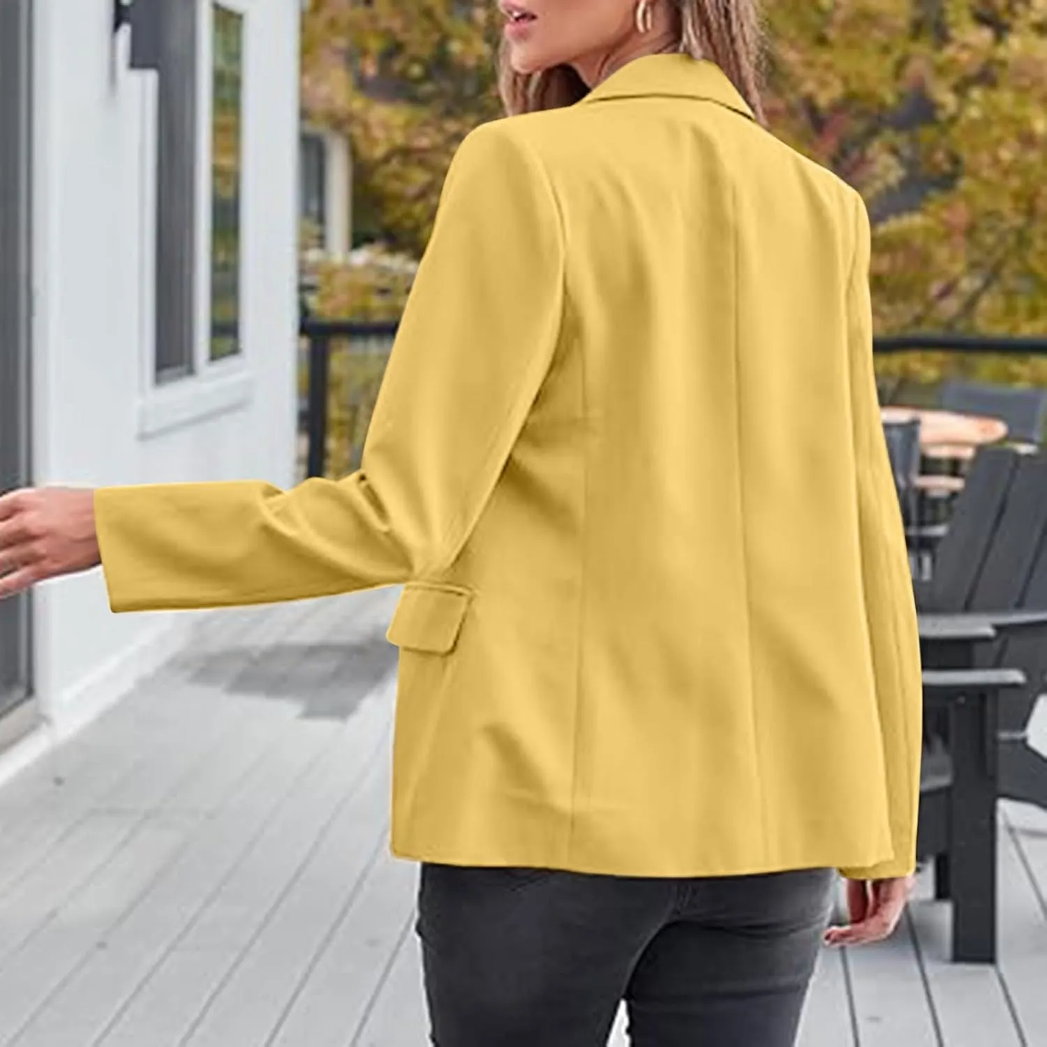 SEAOPEN Women's Business Casual Long Sleeve Blazer Open Front Lapel Jacket Suit Work Office Blazer with Pocket
