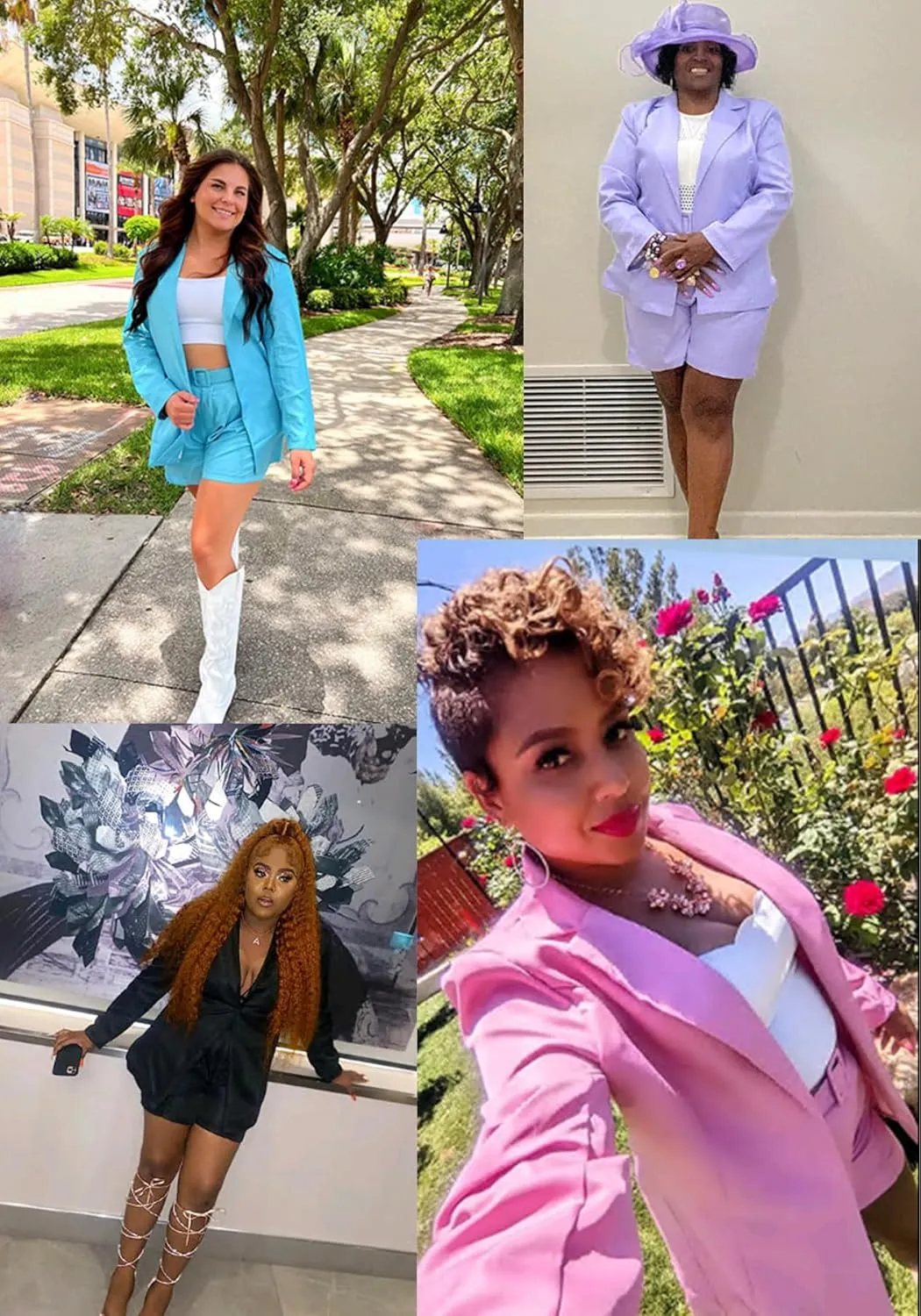 Tcremisa Blazer Shorts Set for Women 2 Piece Long Sleeve Open Front Blazers Short Suits Business Outfits with Belt