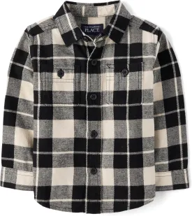The Children's Place Baby Boys' and Toddler Long Sleeve Plaid Flannel Button Up Shirt