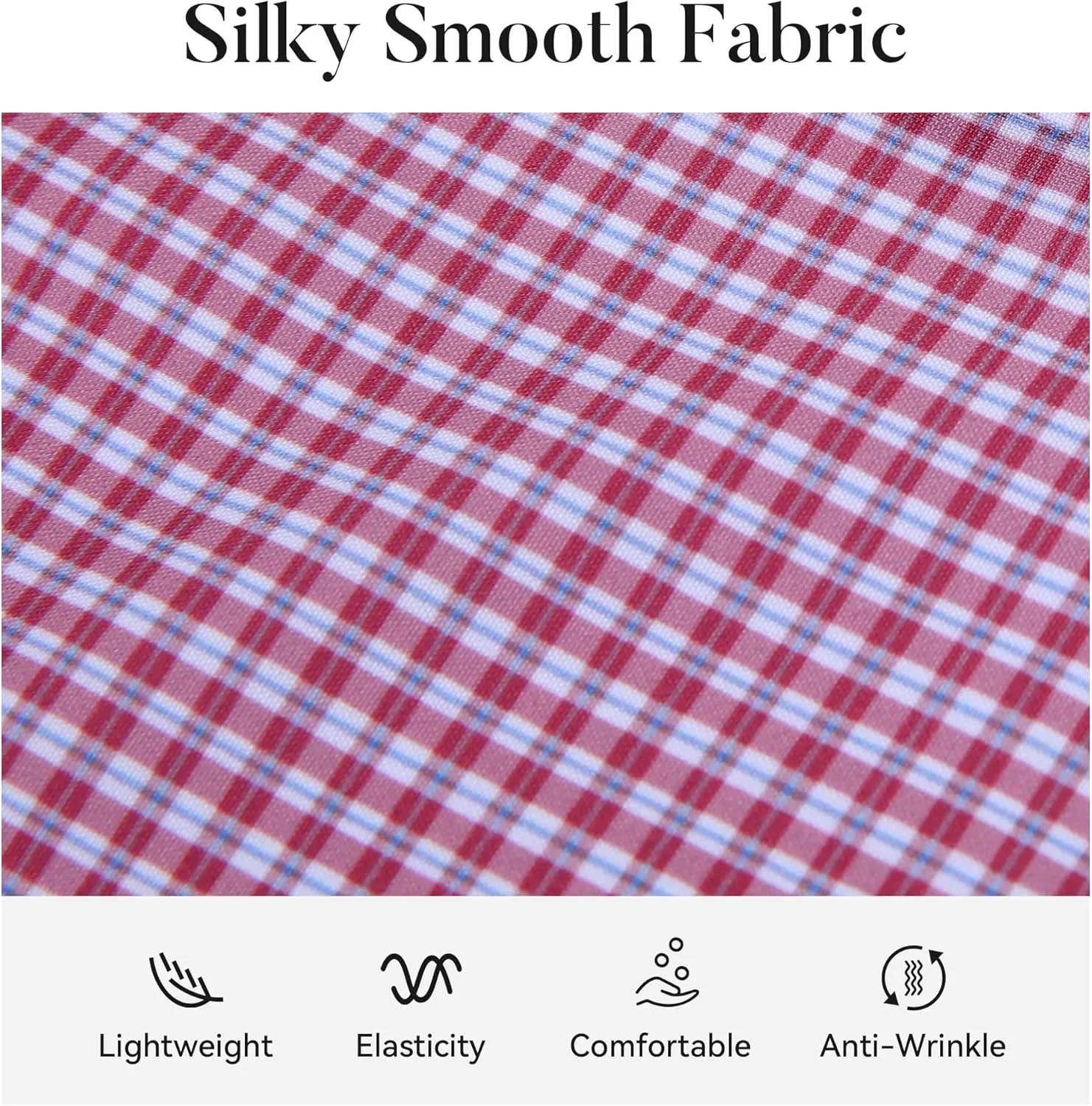 WARHORSEE Mens Casual Button Down Shirts Wrinkle Free 4-Way Stretch Dress Shirs Long Sleeve Plaid Business Shirts for Men