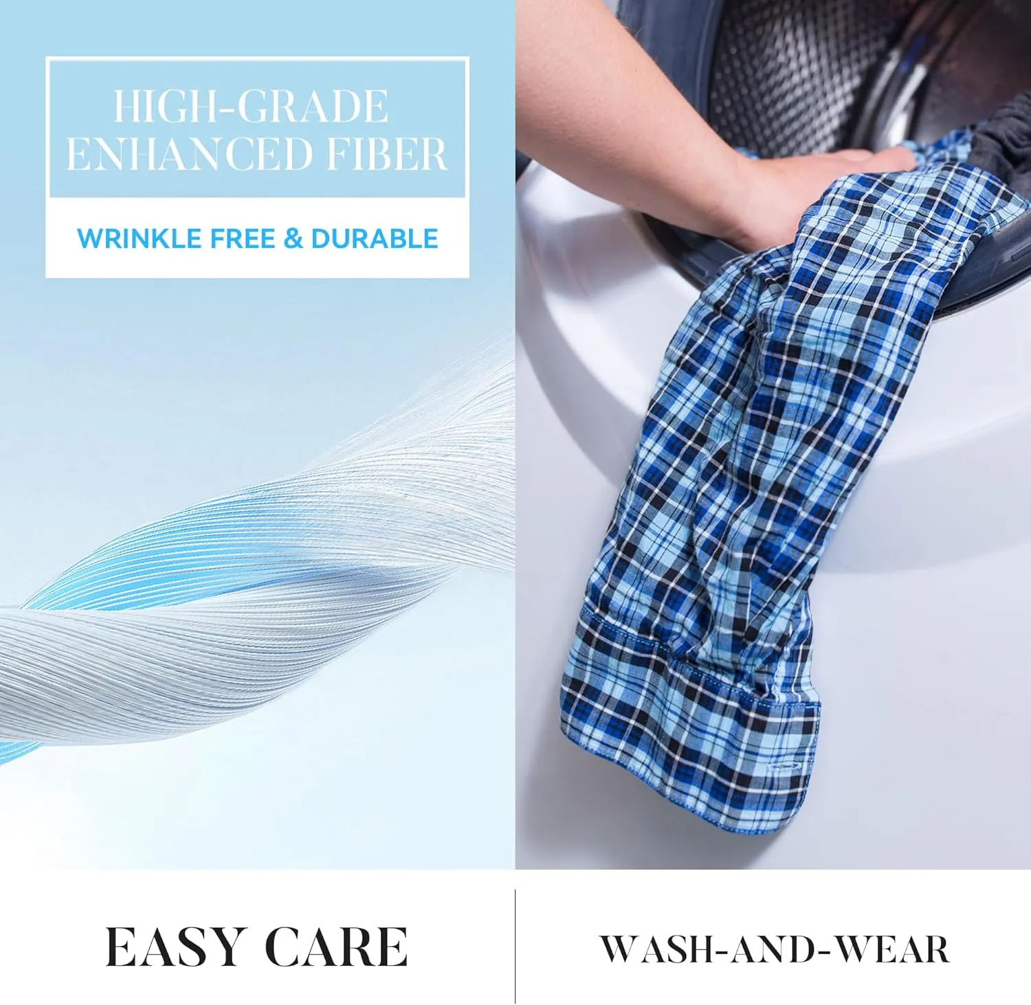 WARHORSEE Mens Casual Button Down Shirts Wrinkle Free 4-Way Stretch Dress Shirs Long Sleeve Plaid Business Shirts for Men