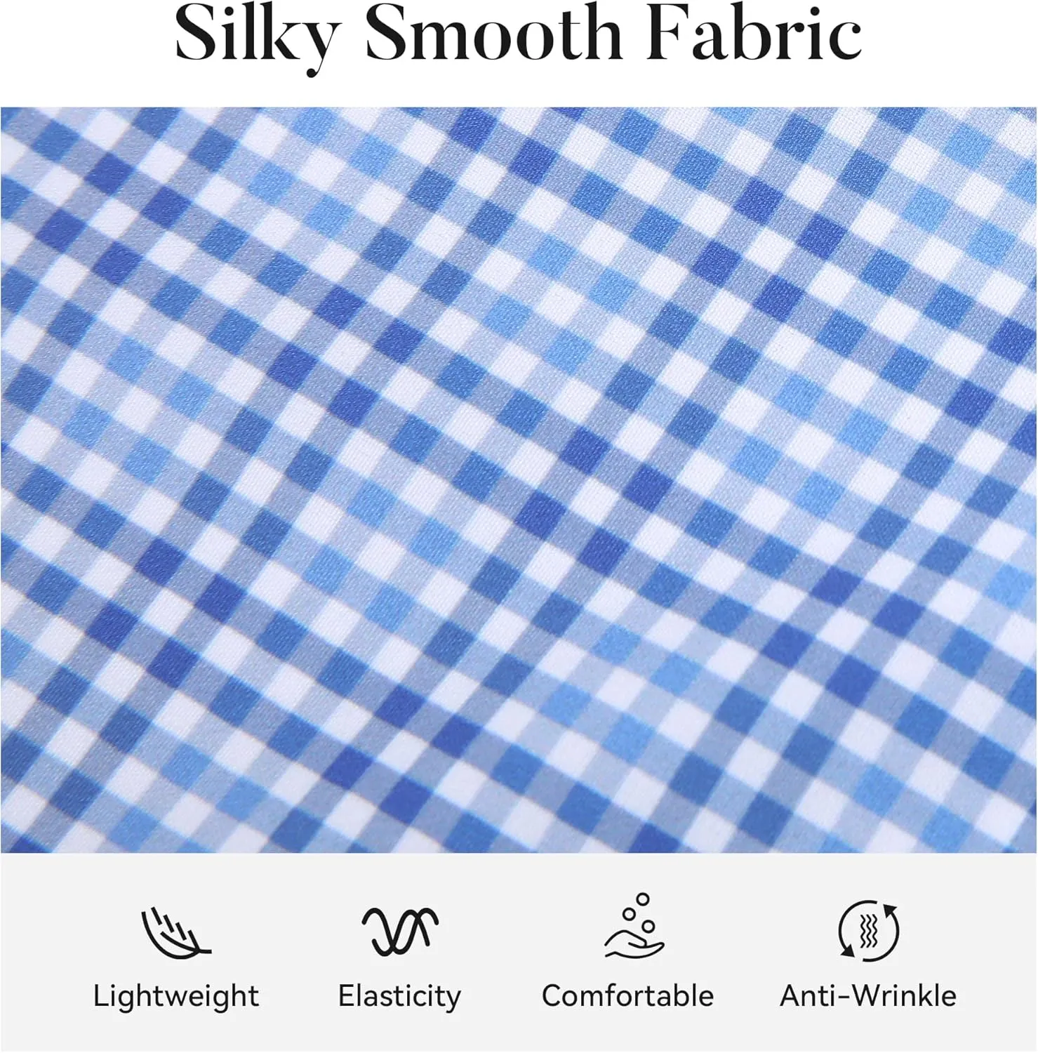 WARHORSEE Mens Casual Button Down Shirts Wrinkle Free 4-Way Stretch Dress Shirs Long Sleeve Plaid Business Shirts for Men