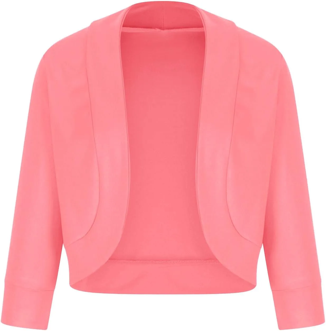 Women 3/4 Sleeve Cropped Blazer Plus Size Open Front Short Jacket Casual Crop Blazer Suit Cute Cardigan Coat Outwear