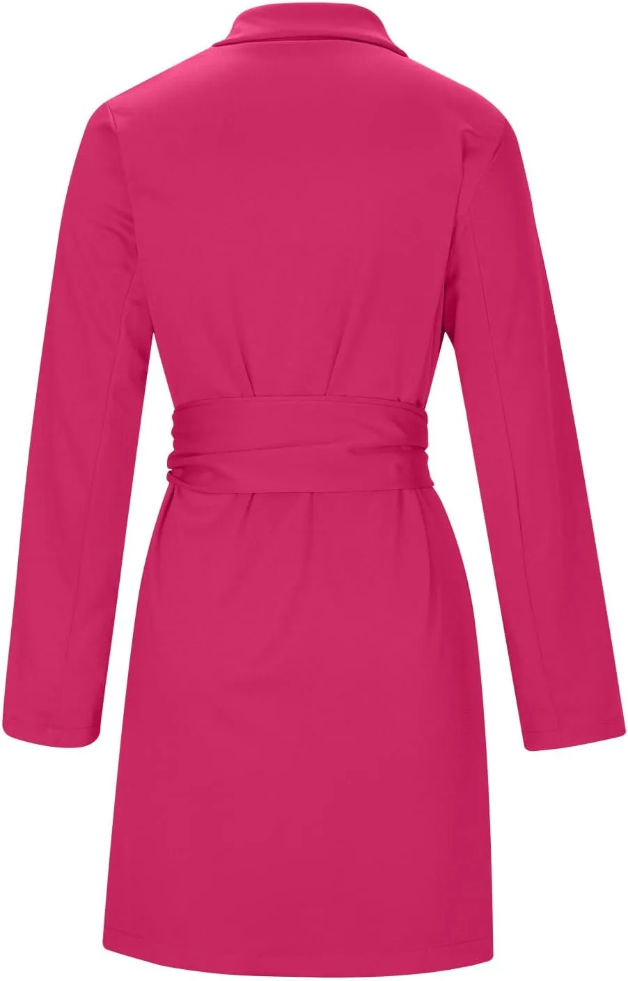 Women Casual Long Suits Jackets Solid Color Turn Down Collar Long Sleeve Slim Fit OL Work Blazer Dress with Belt
