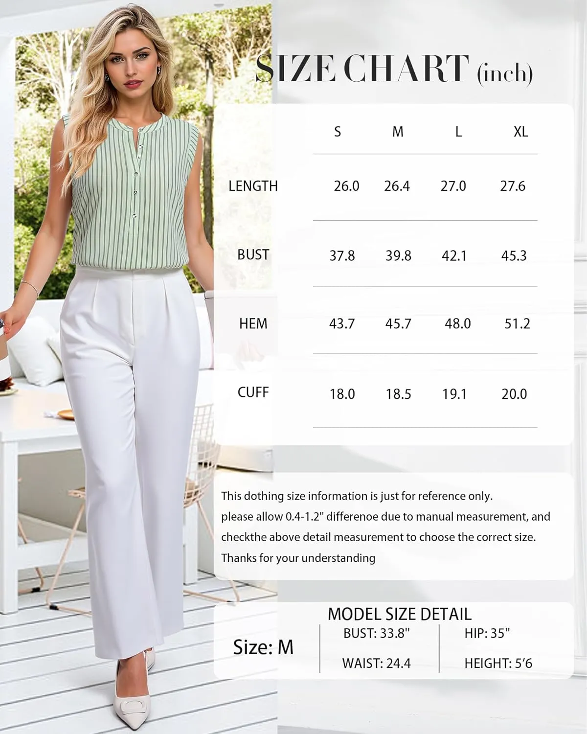 Womens Sleeveless Button Down Shirts Blouses Striped Casual Business Tank Tops Office Work