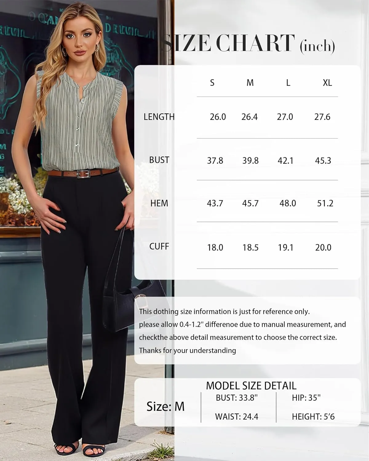 Womens Sleeveless Button Down Shirts Blouses Striped Casual Business Tank Tops Office Work
